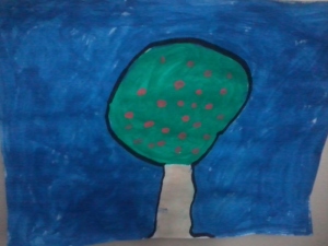 Este es mi manzano, lo dibujé con mucho esmero para mi cuento.